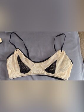 Only Hearts Beige Sheer Bralette with Black Lace Accents